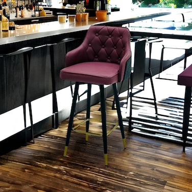 Swivel leather bar stool
