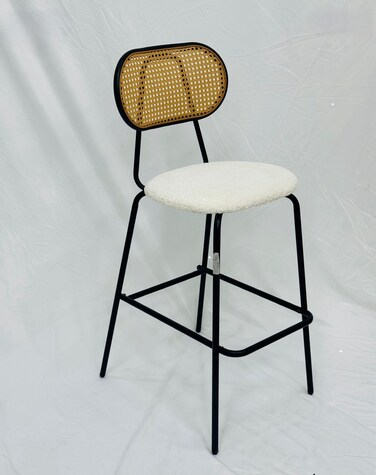 Velvet Bar Chair - White - 48 x 45 x 93 cm