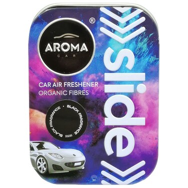 Aroma Car Slide Organic Fibers Car Air Freshener - Black Fragrance, 30g, Long-Lasting Freshness, Suitable for All Vehicle Air Vents