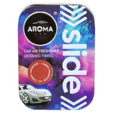 Aroma Car Slide Organic Fibers Car Air Freshener - Cherry Fragrance, 30g, Long-Lasting Freshness, Suitable for All Vehicle Air Vents