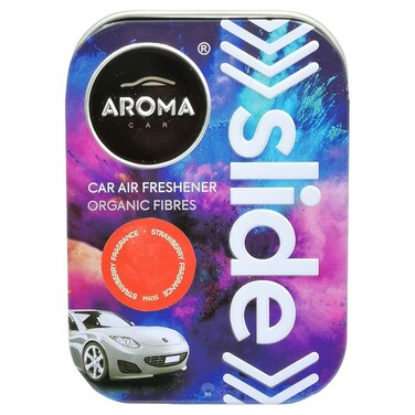 Aroma Car Slide Organic Fibers Car Air Freshener - Strawberry Fragrance, 30g, Long-Lasting Freshness, Suitable for All Vehicle Air Vents