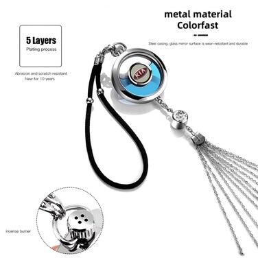 Car Air Freshener Pendant with Rhinestone Decoration, Wear-Resistant Metal Material, Long Chain Design, and Fashionable Look &ndash; Without Liquid