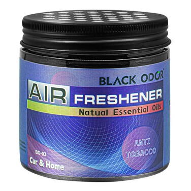 Black Odor Air Freshener with Natural Essential Oils, 180g - Ideal for Car &amp; Home, Long-Lasting Fragrance, Odor Eliminator (Anti tobacco)