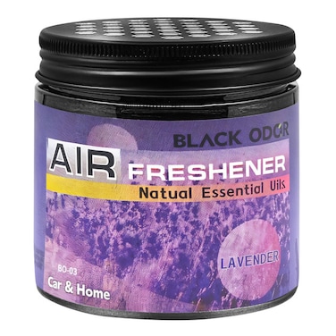 Black Odor Air Freshener with Natural Essential Oils, 180g - Ideal for Car &amp; Home, Long-Lasting Fragrance, Odor Eliminator (LAVENDER)