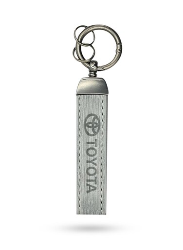 سلسلة مفاتيح سيارة للنساء والرجال، سلسلة مفاتيح من الجلد وألياف الكربون، قابلة للدوران 360 درجة، إكسسوار متين وأنيق للسيارات والحقائب والهدايا (تويوتا- أبيض)