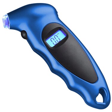 مقياس ضغط الإطارات الرقمي مع شاشة LCD مضاءة من الخلف وفوهة مضاءة