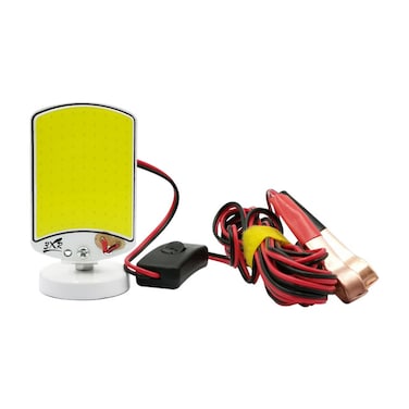 مصباح طوارئ LED COB 3XR - مصباح عمل محمول بقوة 12 فولت للتخييم والأنشطة الخارجية وصيد الأسماك والإصلاح مع مشابك للسيارة والبطارية