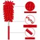 Microfiber Duster  25" to 75" Extendable Pole, Washable Dusters for Cleaning, Cleaning Supplies for Office, Car, Window, Furniture, Ceiling Fan (red)
