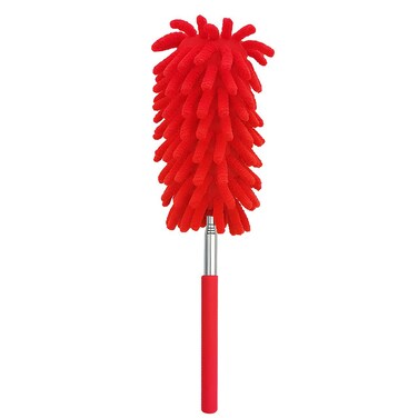 Microfiber Duster  25" to 75" Extendable Pole, Washable Dusters for Cleaning, Cleaning Supplies for Office, Car, Window, Furniture, Ceiling Fan (red)

