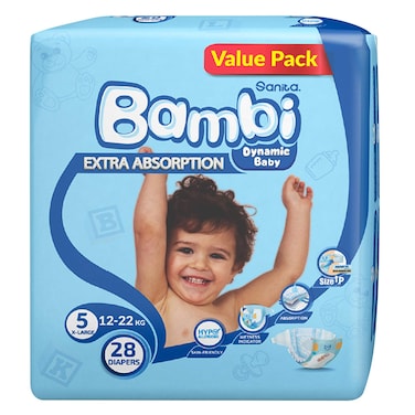 Sanita Bambi Diaper X- Large Size 5 13-25kg 28 Count
