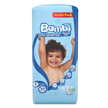 سانيتا بامبي حفاضات الأطفال، مقاس اكس لارج ، 12-22 كجم ، 54 حفاضة