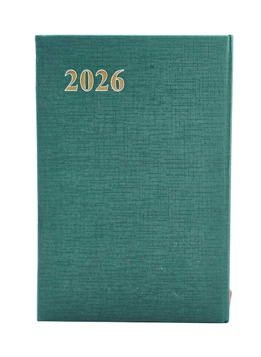2026 Diary, Daily Planner Notebook,  Cloth Cover, Thick Paper - Green