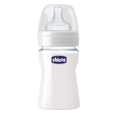 Chicco Well Being Neutral Glass Bottle Regular Flow Silicone, 150ml