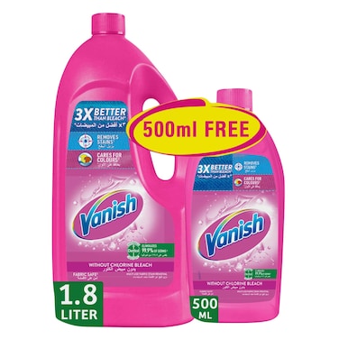 سائل ڤانيش لإزالة بقع الغسيل للملابس البيضاء والملونة ، يمكن استخدامه مع أو بدون المنظفات والمواد المضافة ، مثالي للاستخدام في الغسالة الكهربائية، 1.8 لتر و 500 مل ، عبوة من قطعتين