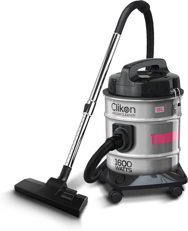 مكنسة كهربائية بتصميم أسطواني سعة 18 لتر بقوة 1600 واط ومحرك قوي 100% من كليكون، طراز CK4423، أسود