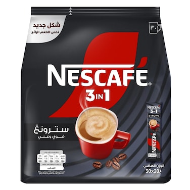 Nescafe 3-In-1 Strong Intense And Rich Instant Coffee Mix 20g Pack of 30