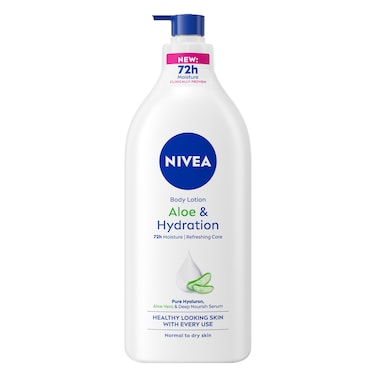 NIVEA Body Lotion Moisturizer for Normal to Dry Skin, 48h Moisture Care, Soothing Aloe Vera Hydration, 625ml