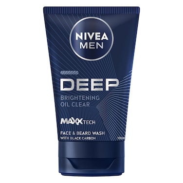 NIVEA MEN Face &amp; Beard Wash Cleanser, DEEP Active Charcoal, 100ml