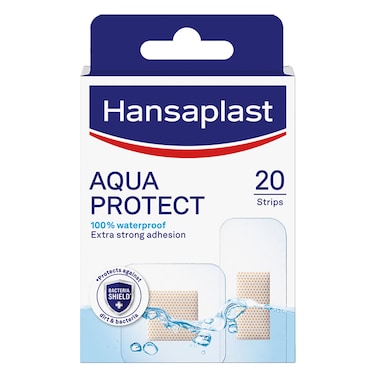 Hansaplast Aqua Protect Plasters, 100% Waterproof, Waterproof Plasters Ideal for Washing, Showering, Bathing and Swimming Plasters Waterproof, 20 Strips