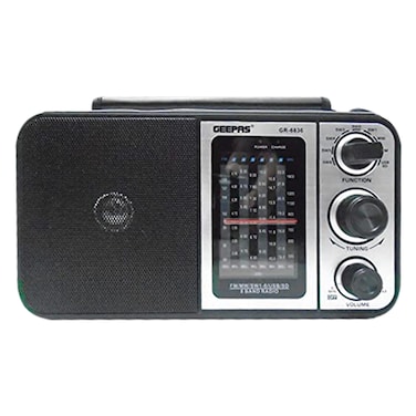 Geepas Fm,Am,Sw Usb Sd Card Black And Silver Digital Radio, Gr6836