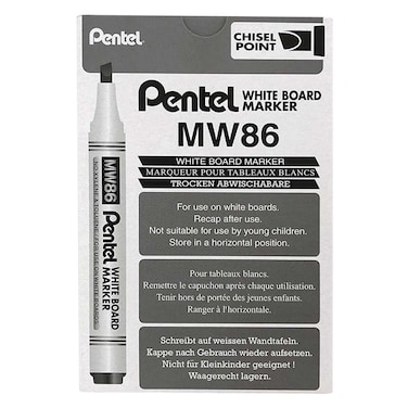 بنتل MW86 قلم تحديد دائم بسن إسفين، أسود