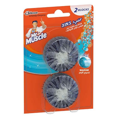 Mr. Muscle Toilet Cleaner In-Tank Block with Marine Scent, 2x50 g