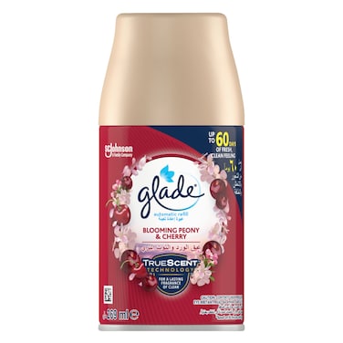 Glade Automatic Air Freshener Spray Refill Scented with Blooming Peony &amp; Cherry, 269 ml