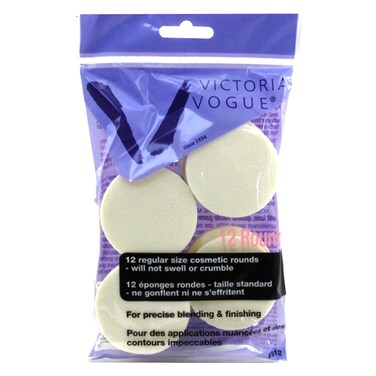 Victoria Vogue 912 Make Up Cosmetic Rounds Sponge 12 Pieces White