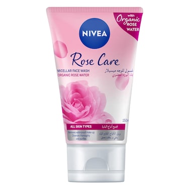 NIVEA Face Wash Micellar, Rose Care with Organic Rose, All Skin Types, 150ml