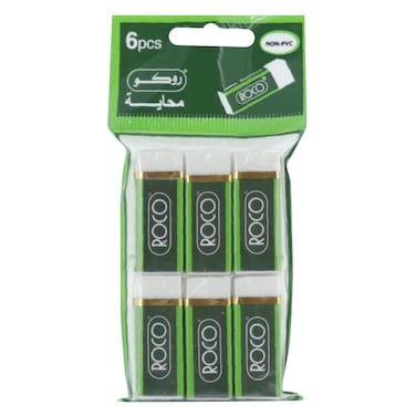 Roco - Correction Eraser, 6 Pieces, White