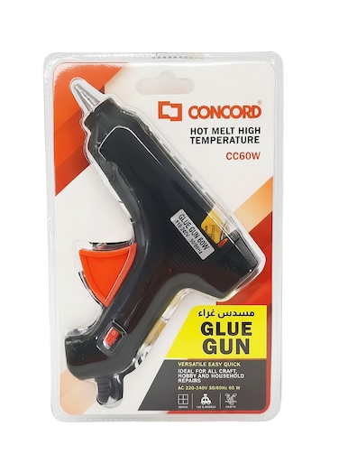 مسدس غراء كهربائي 60 واط، درجة حرارة عالية، أداة لاصقة متعددة الاستخدام - أسود
