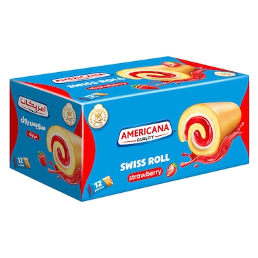 Americana Vanilla Swiss Rolls with Strawberry Jam 20g &times; 12