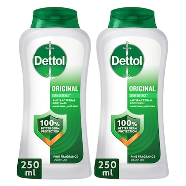 Dettol Original Shower Gel &amp; Body Wash, Pine Scent, 250ml x 2