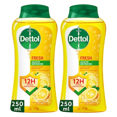 Dettol Fresh Shower Gel &amp; Body Wash, Citrus &amp; Orange Blossom Scent, 250ml x 2