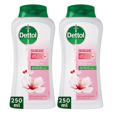 Dettol Skincare Shower Gel &amp; Body Wash, Rose &amp; Sakura Blossom Scent, 250ml x 2