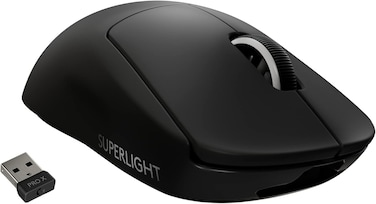 Logitech G Pro Superlight Wireless Gaming Mouse, Ultra Lightweight 63 g, HERO 25K Sensor, 25,600 DPI, 5 Programmable Buttons, Long Battery Life, On-Board Memory, For Esports, Compatible With PC-Black