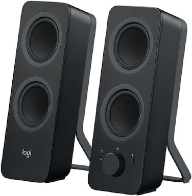 Logitech Z207 Wireless Bluetooth PC Speakers, Stereo Sound, 10 Watts Peak Power, 3.5mm Audio Input, Headphone Jack, Multi Device, Easy Switch, UK Plug, Computer/TV/Smartphone/Tablet - Black