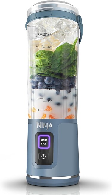 Ninja Blast Portable Blender, 530ml, Leakproof Lid &amp; Sip Spout, Powerful Cordless Mini Blender, Rechargeable, Portable Smoothies, Protein Shakes, Blends Ice &amp; Frozen Fruit, Denim Blue, BC151UKNV