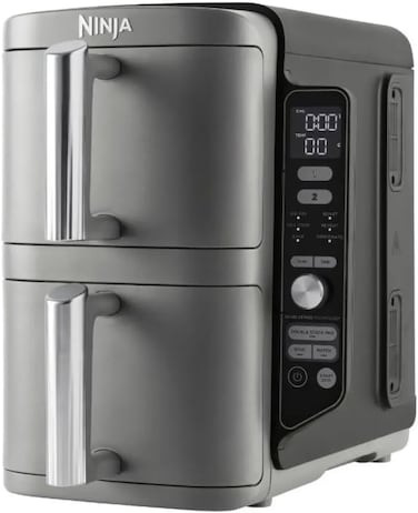 Ninja Double Stack XL Air Fryer, Vertical Dual Drawer Air Fryer With 4 Cooking Levels, 2 Drawers And 2 Racks, 9.5L Capacity, 6 Cooking Functions, 8 Portions, Grey, SL400ME