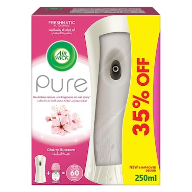Air Wick Automatic Air Freshener Spray Kit with Gadget &amp; Refill, Cherry Blossom Scent, 250ml