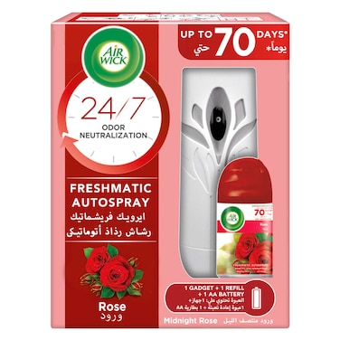 Air Wick Automatic Air Freshener Spray Kit with Gadget &amp; Refill, Rose Scent, 250ml