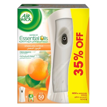 Air Wick Automatic Air Freshener Spray Kit with Gadget &amp; Refill, Sparkling Citrus Scent, 250ml