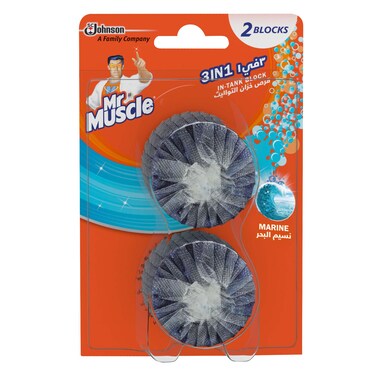 Mr. Muscle Toilet Cleaner In-Tank Block with Marine Scent, 2x50 g