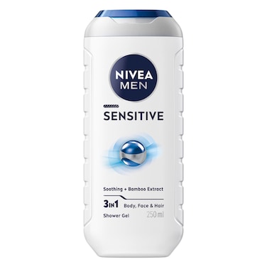 NIVEA MEN 3in1 Shower Gel Sensitive, Bamboo Extract Masculine Scent, 250ml