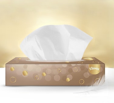 Kleenex Silk Cube Facial Tissue, 3 PLY, 1 Tissue Box x 50 Sheets, 100% Cotton Soft Tissue Paper for Gentle Care