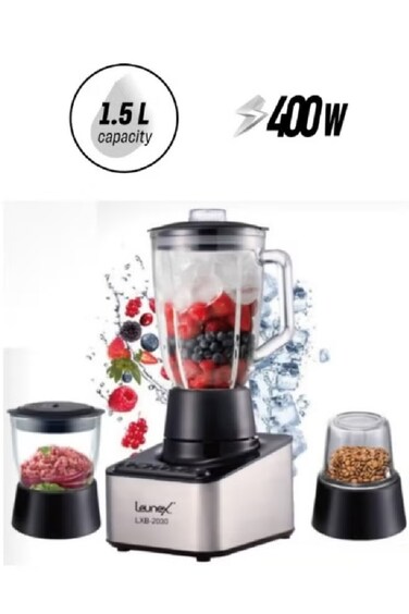 ليونكس - خلاط زجاجي 3 في 1 تصميم جديد بسعة 1.5 لتر 400 واط LXB-2030