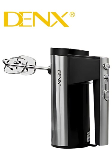 دينكس - خلاط يدوي كهربائي DX3210 - قوة 200 واط، 5 سرعات، مصنوع من الفولاذ المقاوم للصدأ مع 4 ملحقات