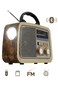 Denx محمول Hi-Fi Radio 3 Channels FM - AM - SW ذهبي/Brown/أسود بلوتوث Aux Tf Card USB Flash Disk