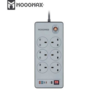 مشترك كهربائي 6 منافذ بطول 5 متر مع مؤقت لمنافذ الشحن