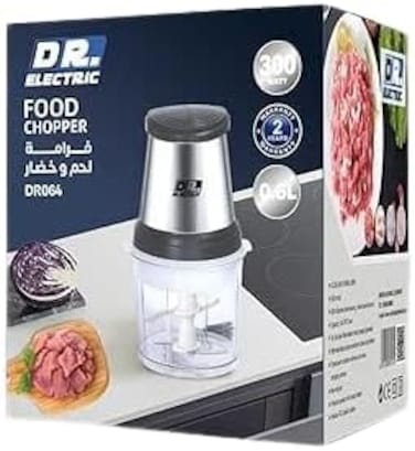 DR.ELECTRIC Electric Meat and Vegetable Chopper, 300W, 0.6L, Meat and Vegetable Chopper, Model DR064, Stainless Steel
